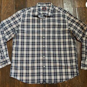 UNTUCKit Rooney Mens white navy check Large Relaxed Fit